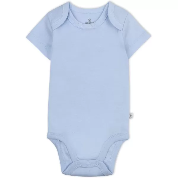 HonestBaby Baby Short Sleeve OnePiece 100 Organic Cotton Bodysuits 5 Pack5pack Earthy Blues