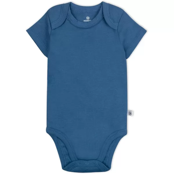 HonestBaby Baby Short Sleeve OnePiece 100 Organic Cotton Bodysuits 5 Pack5pack Earthy Blues