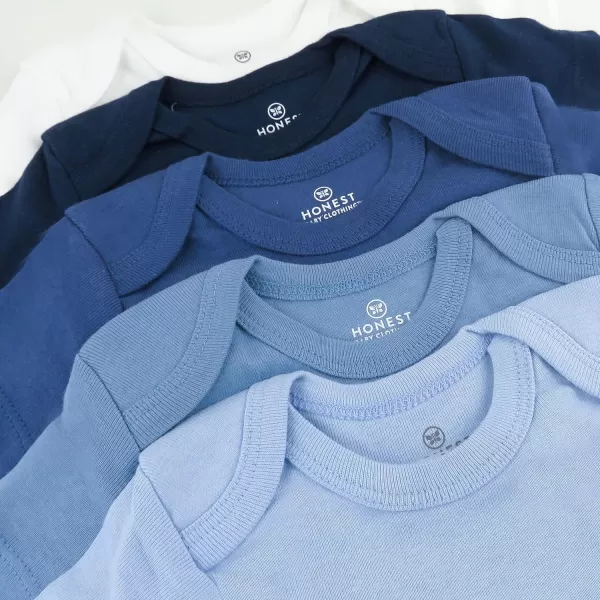 HonestBaby Baby Short Sleeve OnePiece 100 Organic Cotton Bodysuits 5 Pack5pack Ombre Blues