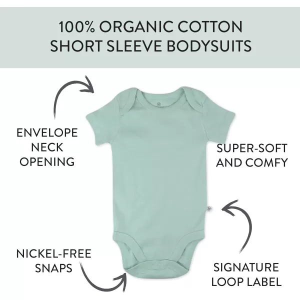 HonestBaby Baby Short Sleeve OnePiece 100 Organic Cotton Bodysuits 5 Pack5pack Sage Ombre