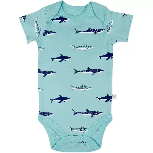 HonestBaby Baby Short Sleeve OnePiece 100 Organic Cotton Bodysuits 5 Pack5pack Seaside Fun