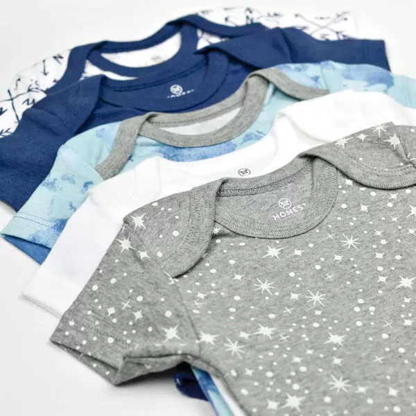 HonestBaby Baby Short Sleeve OnePiece 100 Organic Cotton Bodysuits 5 Pack5pack Watercolor World