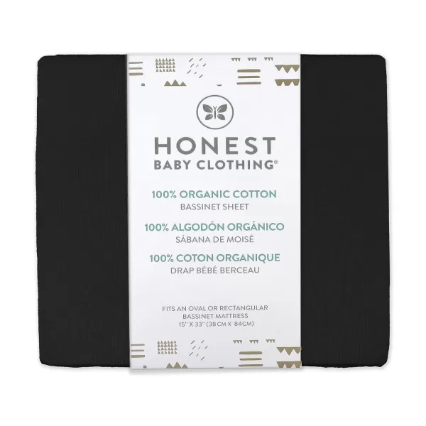 HonestBaby unisex baby 2Pack Organic Cotton Fitted Crib Sheets Wearable Blanket Bright White One SizeBassinet 1 Pack  Black