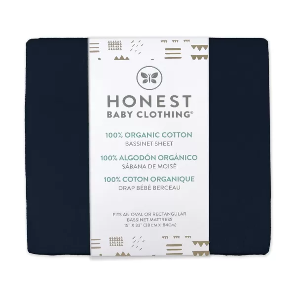HonestBaby unisex baby 2Pack Organic Cotton Fitted Crib Sheets Wearable Blanket Bright White One SizeBassinet 1 Pack  Dark Navy