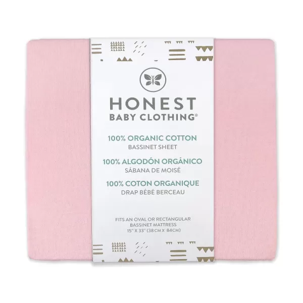 HonestBaby unisex baby 2Pack Organic Cotton Fitted Crib Sheets Wearable Blanket Bright White One SizeBassinet 1 Pack  Pink