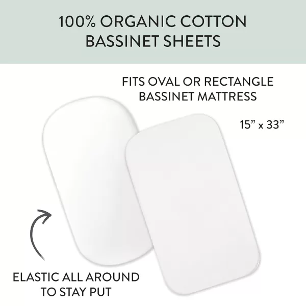 HonestBaby unisex baby 2Pack Organic Cotton Fitted Crib Sheets Wearable Blanket Bright White One SizeBassinet 2 Pack  Gray Heather