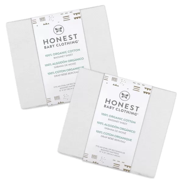HonestBaby unisex baby 2Pack Organic Cotton Fitted Crib Sheets Wearable Blanket Bright White One SizeBassinet 2 Pack  White
