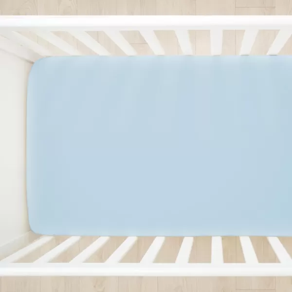 HonestBaby unisex baby 2Pack Organic Cotton Fitted Crib Sheets Wearable Blanket Bright White One SizeCrib Sheet  2pack  Light Blue