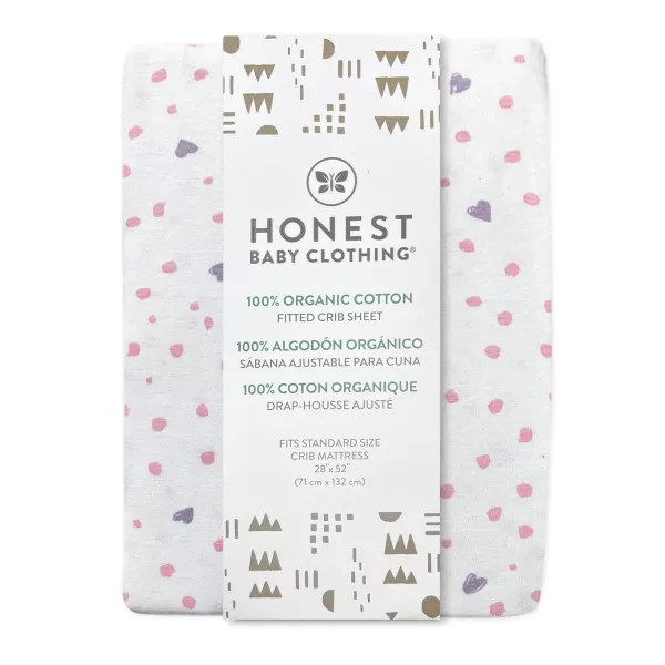 HonestBaby unisex baby 2Pack Organic Cotton Fitted Crib Sheets Wearable Blanket Bright White One SizeCrib Sheet  2pack  Love Dot