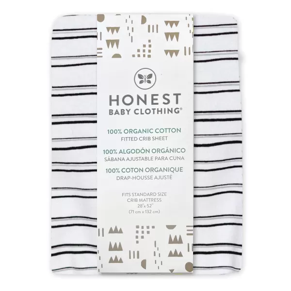 HonestBaby unisex baby 2Pack Organic Cotton Fitted Crib Sheets Wearable Blanket Bright White One SizeCrib Sheet  2pack  Sketchy Stripe