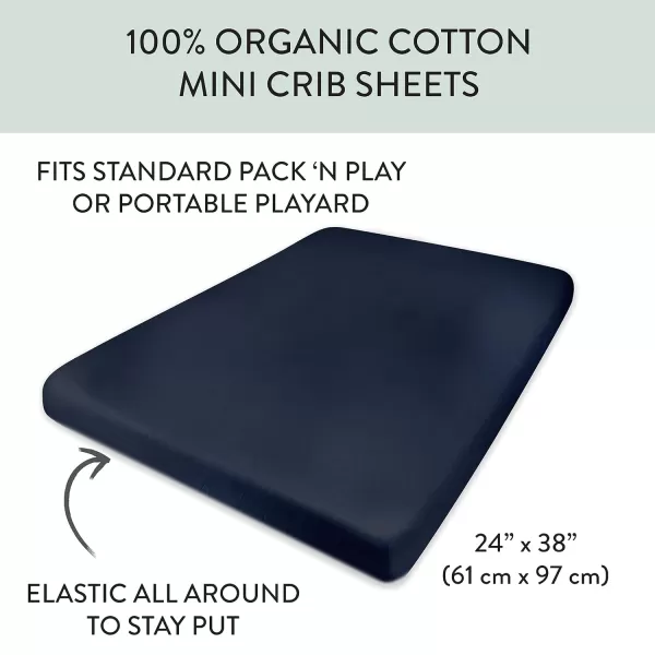 HonestBaby unisex baby 2Pack Organic Cotton Fitted Crib Sheets Wearable Blanket Bright White One SizeMini Crib Sheet  1 Pack  Dark Navy