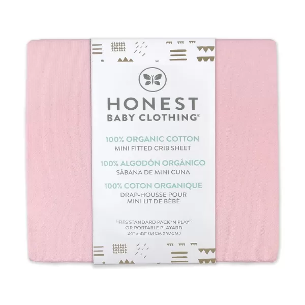 HonestBaby unisex baby 2Pack Organic Cotton Fitted Crib Sheets Wearable Blanket Bright White One SizeMini Crib Sheet  1 Pack  Pink