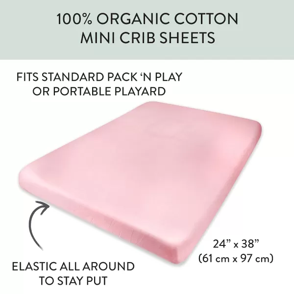 HonestBaby unisex baby 2Pack Organic Cotton Fitted Crib Sheets Wearable Blanket Bright White One SizeMini Crib Sheet  1 Pack  Pink