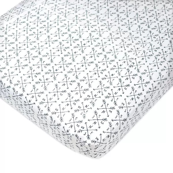 HonestBaby unisex baby Organic Cotton Changing Pad Cover and Toddler Sleepers Bright White One Size US2Piece CompassNavy