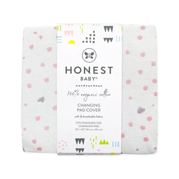 HonestBaby unisex baby Organic Cotton Changing Pad Cover and Toddler Sleepers Bright White One Size US2Piece Love Dot