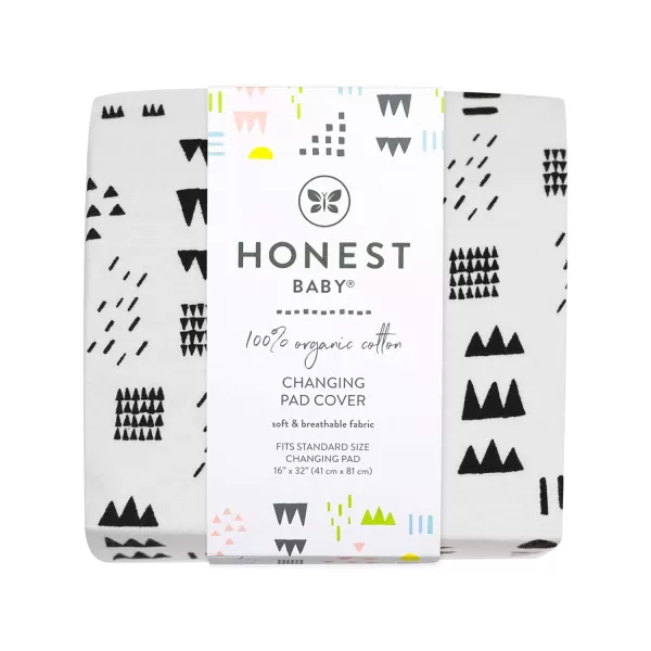 HonestBaby unisex baby Organic Cotton Changing Pad Cover and Toddler Sleepers Bright White One Size US2Piece Pattern PlayHeather Gray