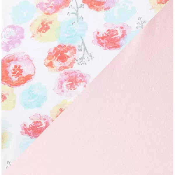 HonestBaby unisex baby Organic Cotton Changing Pad Cover and Toddler Sleepers Bright White One Size US2Piece Rose BlossomPink