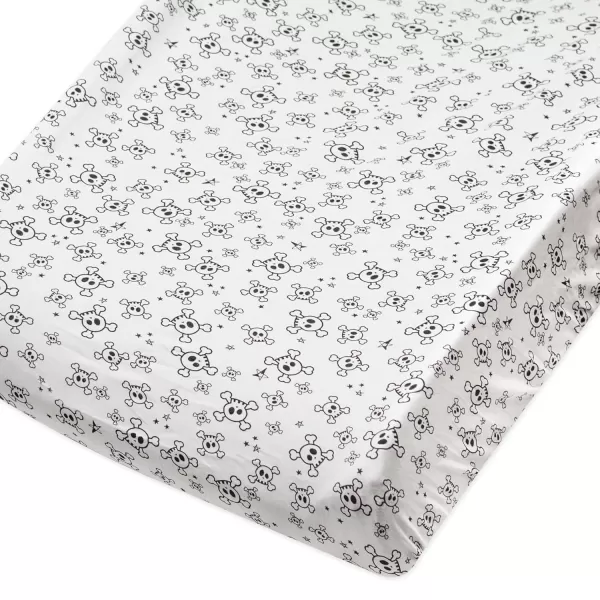 HonestBaby unisex baby Organic Cotton Changing Pad Cover and Toddler Sleepers Bright White One Size US2Piece Tossed SkullsBlack