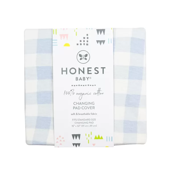 HonestBaby unisex baby Organic Cotton Changing Pad Cover and Toddler Sleepers Bright White One Size USBlue Painted Buffalo Check