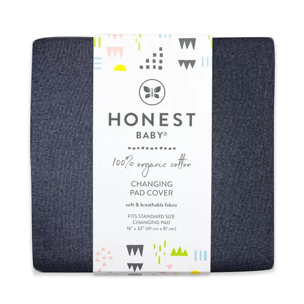 HonestBaby unisex baby Organic Cotton Changing Pad Cover and Toddler Sleepers Bright White One Size USDark Navy
