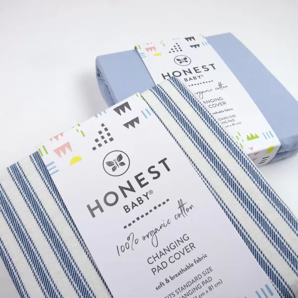 HonestBaby unisex baby Organic Cotton Changing Pad Cover and Toddler Sleepers Bright White One Size USKentucky Blue