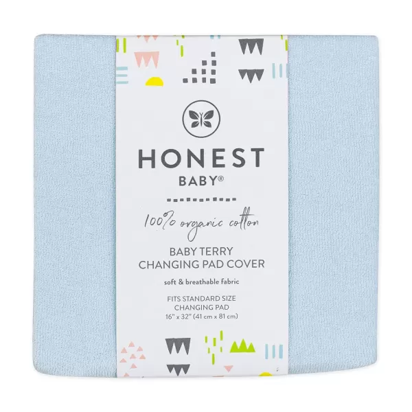HonestBaby unisex baby Organic Cotton Changing Pad Cover and Toddler Sleepers Bright White One Size USLight Blue