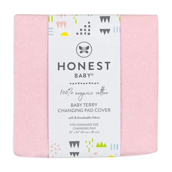 HonestBaby unisex baby Organic Cotton Changing Pad Cover and Toddler Sleepers Bright White One Size USLight Pink Terry Cotton