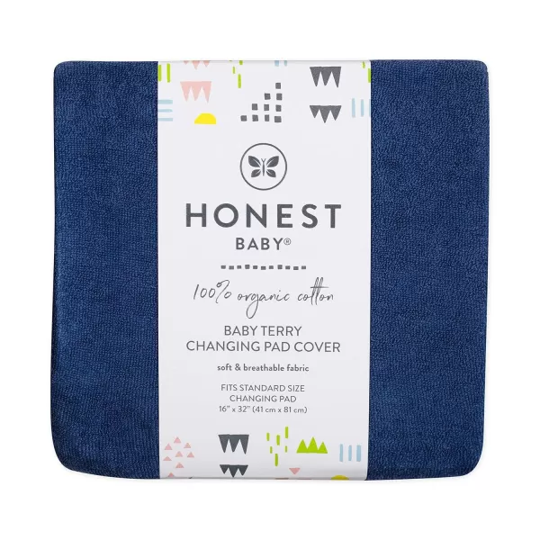 HonestBaby unisex baby Organic Cotton Changing Pad Cover and Toddler Sleepers Bright White One Size USNavy
