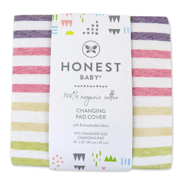 HonestBaby unisex baby Organic Cotton Changing Pad Cover and Toddler Sleepers Bright White One Size USRainbow Stripe