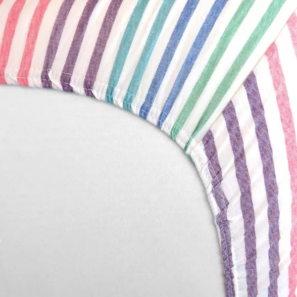 HonestBaby unisex baby Organic Cotton Changing Pad Cover and Toddler Sleepers Bright White One Size USRainbow Stripe