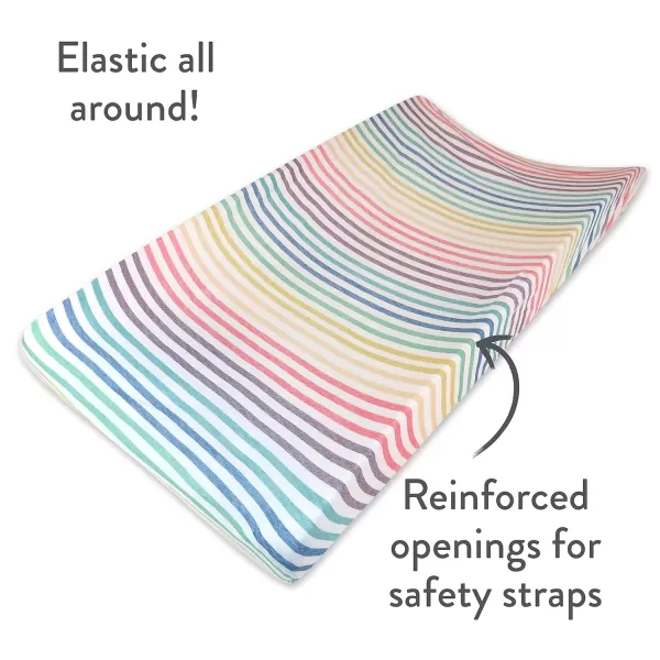 HonestBaby unisex baby Organic Cotton Changing Pad Cover and Toddler Sleepers Bright White One Size USRainbow Stripe