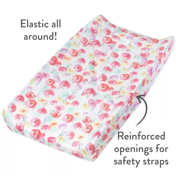 HonestBaby unisex baby Organic Cotton Changing Pad Cover and Toddler Sleepers Bright White One Size USRose Blossom