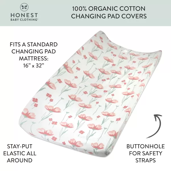 HonestBaby unisex baby Organic Cotton Changing Pad Cover and Toddler Sleepers Bright White One Size USStrawberry Pink Floral