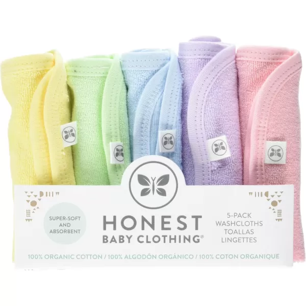 HonestBaby unisex baby Organic Cotton Washcloth MultiPack Winter Accessory Set 5pack Bright White One Size US5pack Rainbow Girl