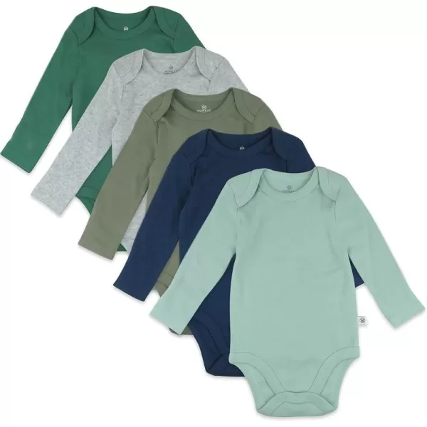 HonestBaby Baby Boys 5pack Long Sleeve Bodysuits Onepiece 100 Organic Cotton for Infant Baby Boys Unisex5pack Good Natured