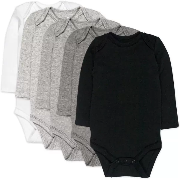 HonestBaby Baby Boys 5pack Long Sleeve Bodysuits Onepiece 100 Organic Cotton for Infant Baby Boys Unisex5pack Gray Ombre