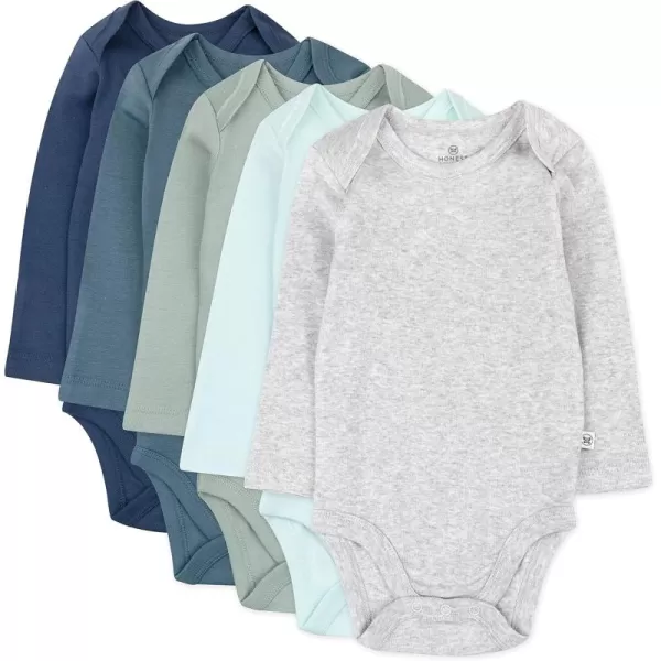 HonestBaby Baby Boys 5pack Long Sleeve Bodysuits Onepiece 100 Organic Cotton for Infant Baby Boys Unisex5pack Morning Mountains