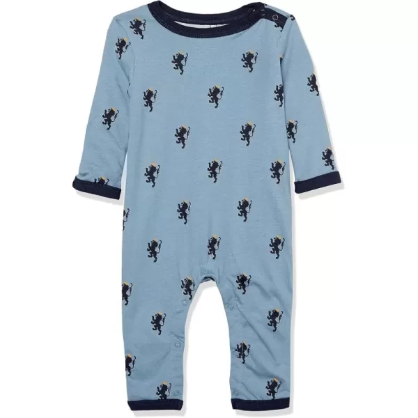 HonestBaby Baby OnePiece Jumpsuit Organic Cotton Romper Coverall SetsBlue Lion Crest Reversible Coverall