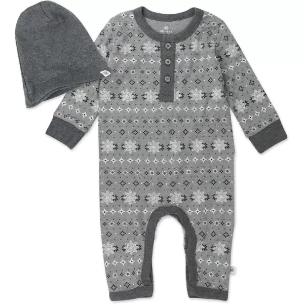 HonestBaby Baby OnePiece Jumpsuit Organic Cotton Romper Coverall SetsFair Isle Gray Set