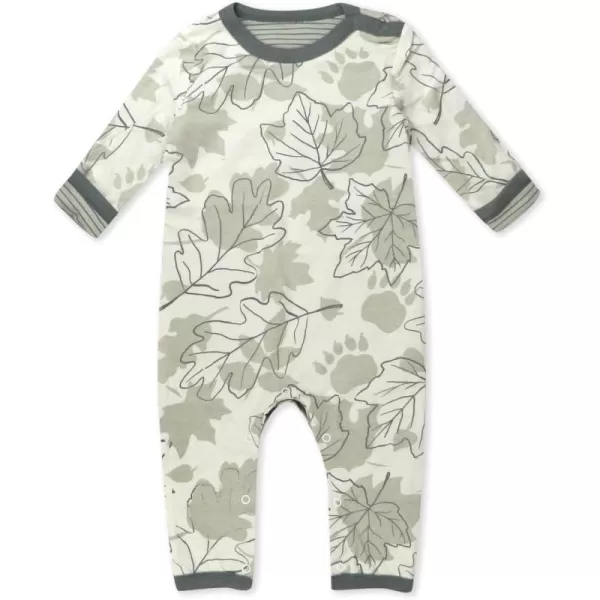 HonestBaby Baby OnePiece Jumpsuit Organic Cotton Romper Coverall SetsPaw Leaves Reversible Coverall