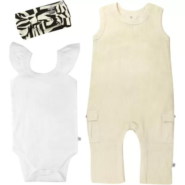 HonestBaby Baby OnePiece Jumpsuit Organic Cotton Romper Coverall SetsVanilla