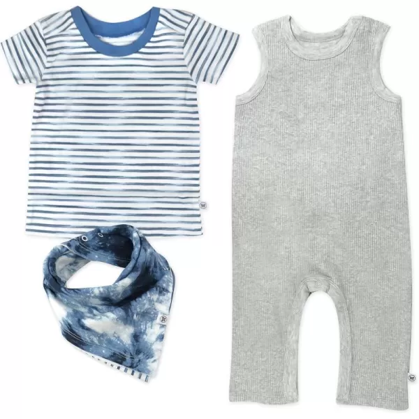 HonestBaby Baby OnePiece Jumpsuit Organic Cotton Romper Coverall SetsWhite Indigo Stripe