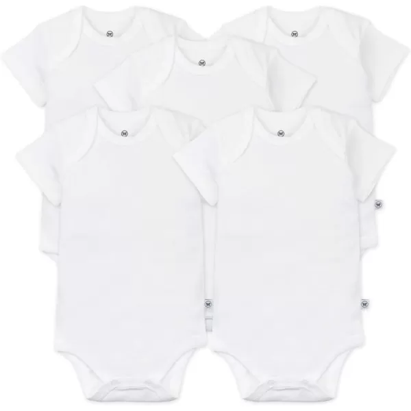 HonestBaby Baby Short Sleeve OnePiece 100 Organic Cotton Bodysuits 5 Pack5pack Bright White