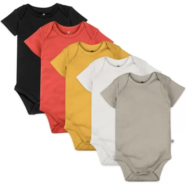 HonestBaby Baby Short Sleeve OnePiece 100 Organic Cotton Bodysuits 5 Pack5pack Graphic Nature