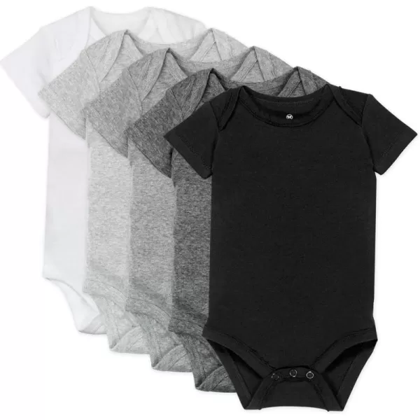 HonestBaby Baby Short Sleeve OnePiece 100 Organic Cotton Bodysuits 5 Pack5pack Gray Ombre