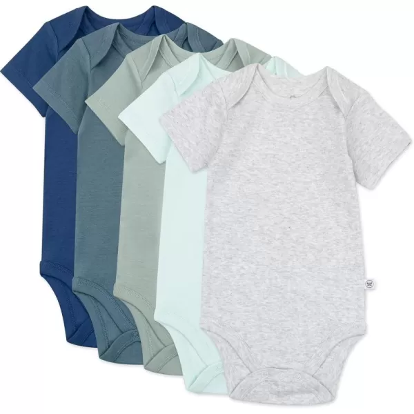 HonestBaby Baby Short Sleeve OnePiece 100 Organic Cotton Bodysuits 5 Pack5pack Morning Mountains