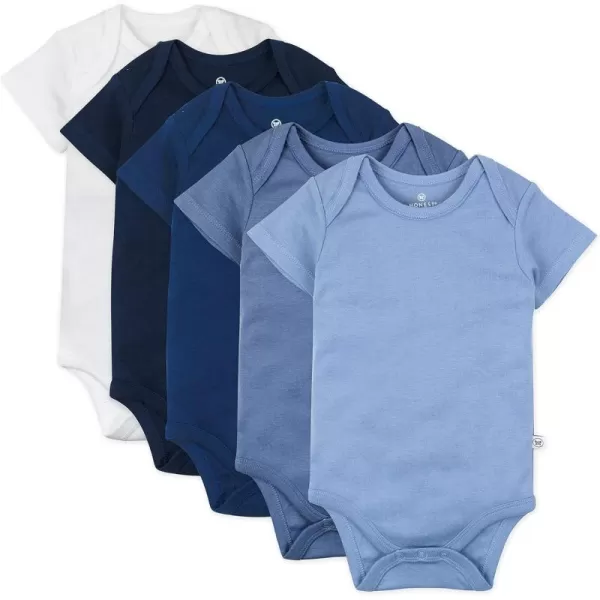 HonestBaby Baby Short Sleeve OnePiece 100 Organic Cotton Bodysuits 5 Pack5pack Ombre Blues