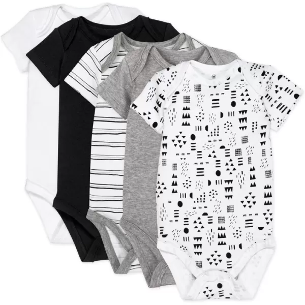 HonestBaby Baby Short Sleeve OnePiece 100 Organic Cotton Bodysuits 5 Pack5pack Pattern Play