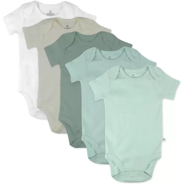 HonestBaby Baby Short Sleeve OnePiece 100 Organic Cotton Bodysuits 5 Pack5pack Sage Ombre