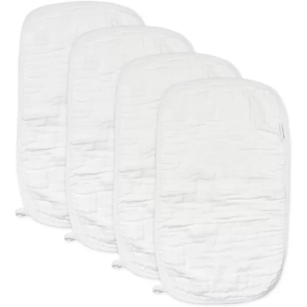 HonestBaby Unisex Baby Multipack Woven Burp Cloths Soft Absorbent MultiLayered 100 Organic Cotton4pack Bright White